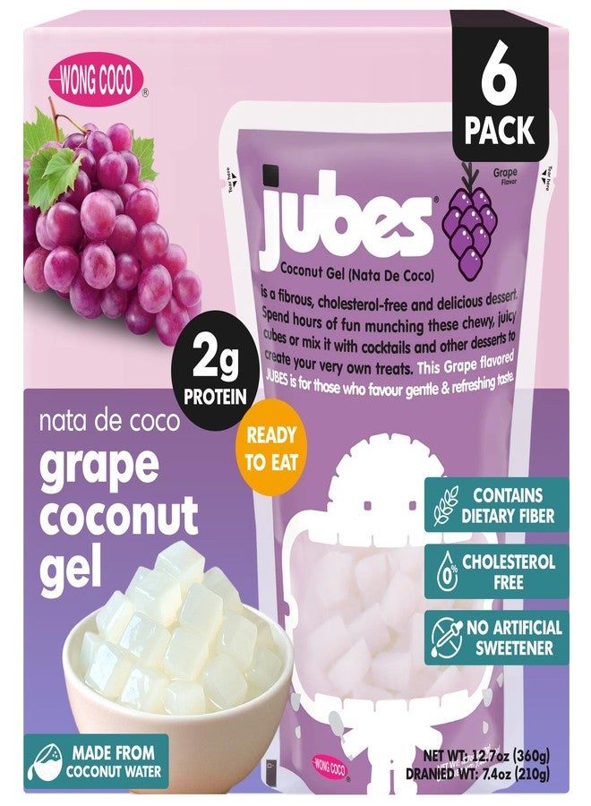 Jubes Grape Nata De Coco Jelly Cubes (12.7 oz, Pack of 6) - Grape Coconut Jelly Cubes for Sago - Coconut Gel in Syrup Toppings for Fruit Tea, Boba, Bubble Tea, Drinks, Desserts Yogurt, Ice Cream, Beverage - Image 1